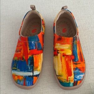 UIN COLOR BRUSH TOLEDO Flats Canvas Lightweight Slip On Sneaker EU37/US6.5, NWOT